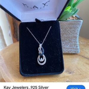 Kay Jewelers .925 Silver Infinity Necklace with Blue Diamonds